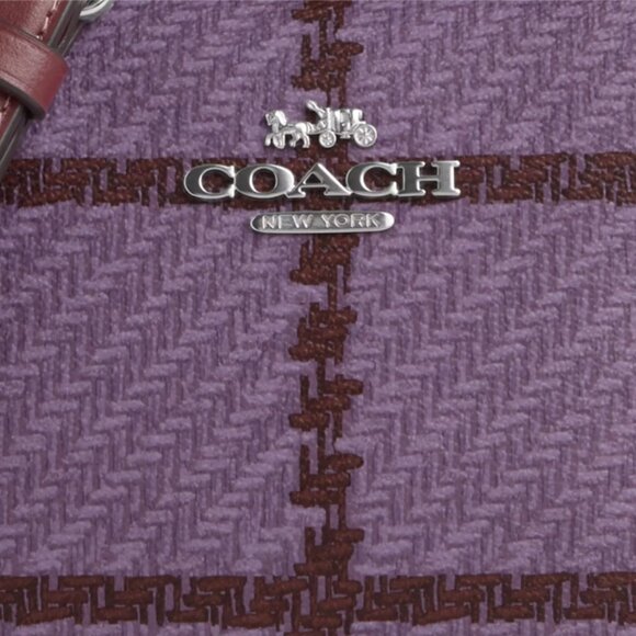 COACH Mini Camera Bag With Plaid Print - Picture 4 of 15